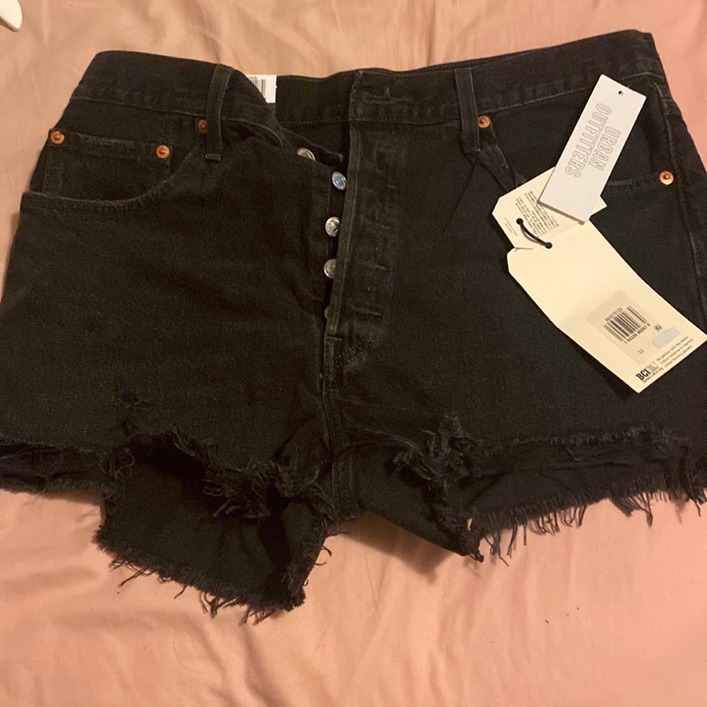 Brand New Levis 501 Black Denim Shorts